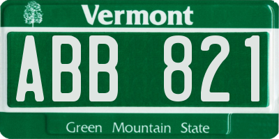 VT license plate ABB821