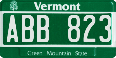 VT license plate ABB823