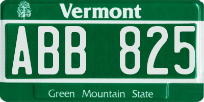 VT license plate ABB825