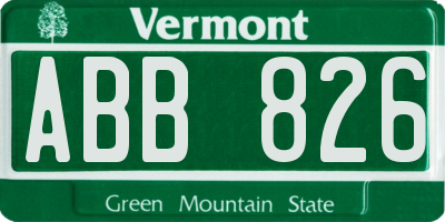 VT license plate ABB826