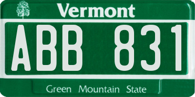 VT license plate ABB831