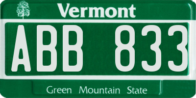 VT license plate ABB833