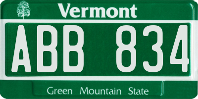 VT license plate ABB834