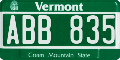 VT license plate ABB835