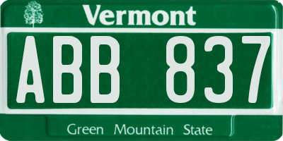 VT license plate ABB837