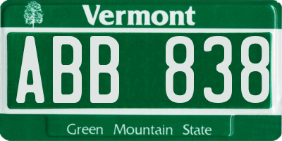 VT license plate ABB838