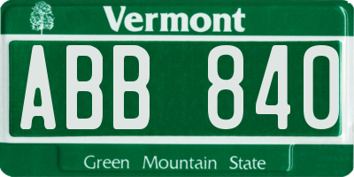 VT license plate ABB840