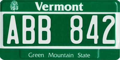 VT license plate ABB842