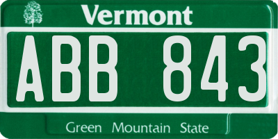 VT license plate ABB843