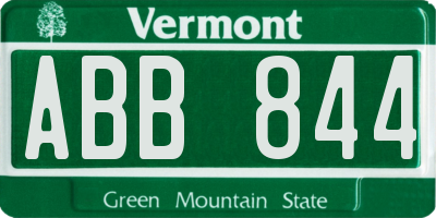 VT license plate ABB844