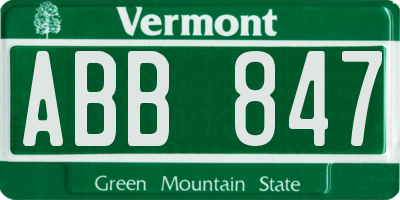 VT license plate ABB847