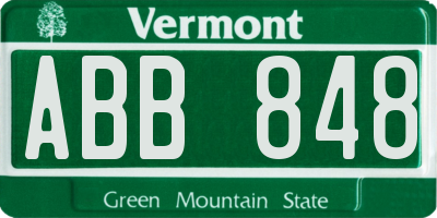 VT license plate ABB848