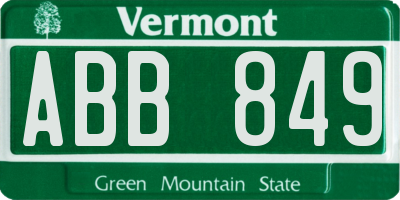 VT license plate ABB849