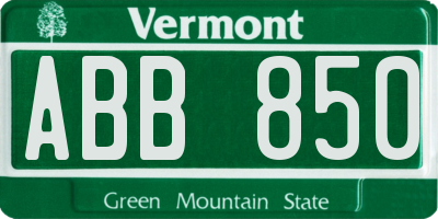 VT license plate ABB850