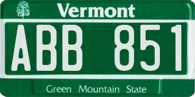 VT license plate ABB851