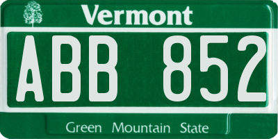 VT license plate ABB852