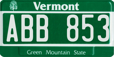 VT license plate ABB853