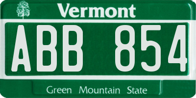 VT license plate ABB854