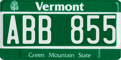 VT license plate ABB855