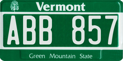 VT license plate ABB857