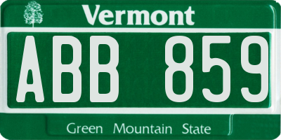 VT license plate ABB859