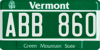 VT license plate ABB860