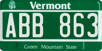 VT license plate ABB863