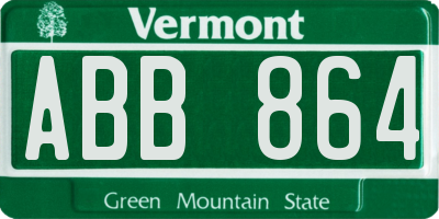 VT license plate ABB864