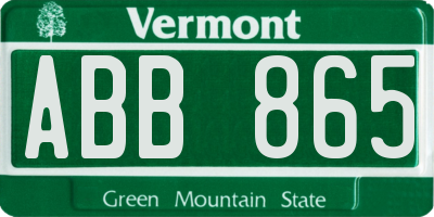 VT license plate ABB865