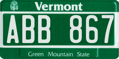 VT license plate ABB867