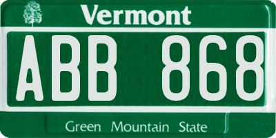 VT license plate ABB868