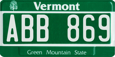 VT license plate ABB869