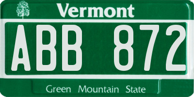 VT license plate ABB872