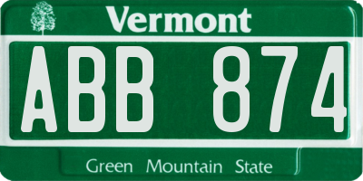 VT license plate ABB874