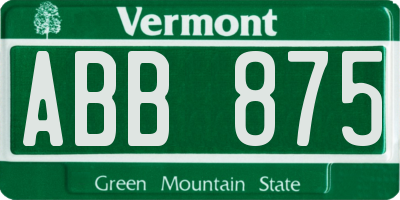 VT license plate ABB875