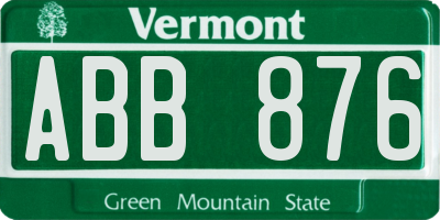 VT license plate ABB876