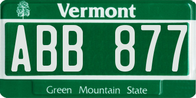 VT license plate ABB877