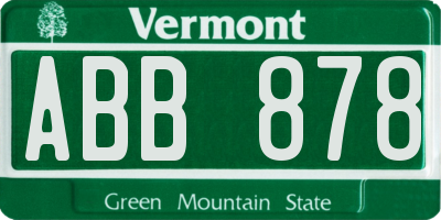 VT license plate ABB878