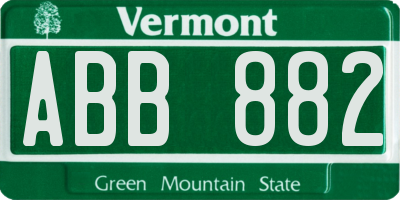 VT license plate ABB882