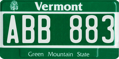 VT license plate ABB883