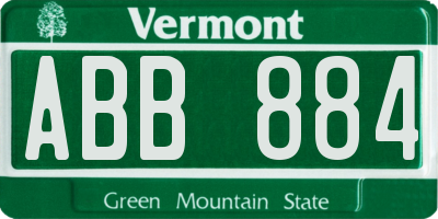 VT license plate ABB884