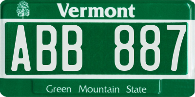 VT license plate ABB887