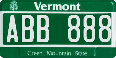 VT license plate ABB888