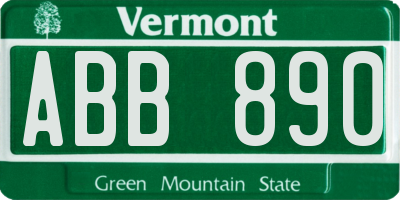 VT license plate ABB890