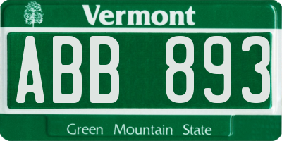 VT license plate ABB893