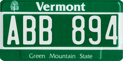 VT license plate ABB894