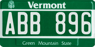 VT license plate ABB896