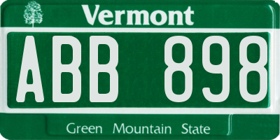 VT license plate ABB898