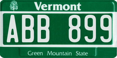 VT license plate ABB899