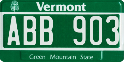 VT license plate ABB903